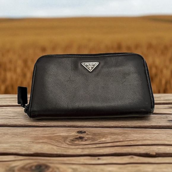 Prada Black Leather Long Zip Wallet - Picture 1 of 13